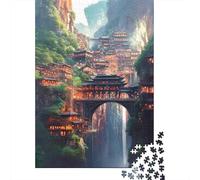 1000 Piece Jigsaws for Adults Fantasy Mountain Village with Bridge Puzzles for Adults Relax Games Difficult Challenge Birthday Present, Gifts, 38x26cm/1000pcs