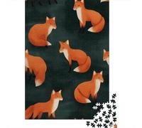 1000 Piece Jigsaws for Adults Faux Suede Fabric Fox Print Puzzle for Adults Brain Teaser Game Precision Cutting Challenging To Complete 70x50cm/1000pcs