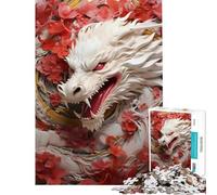 1000 Piece Jigsaws for Adults Fierce Dragon Red Flowers Challenging To Complete Staycation Kill Time Practical Game for Ages 14 And over (38x26cm)