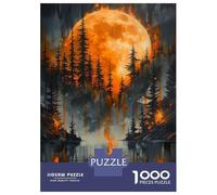 1000 Piece Jigsaws for Adults Fiery Moon Forest Jigsaws for Adults Brain Teaser Game Analysis And Logic Great Gift for Gaming 52x38cm/1000pcs