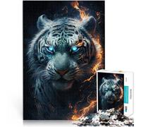 1000 Piece Jigsaws for Adults Fire Animal White Tiger Puzzles Gifts 26x38cm gifts for friends and family for teenager Age 14 Years Up