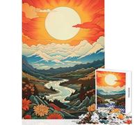1000 Piece Jigsaws for Adults Floral Valley Landscape with River And Sun Educational Game Tough Challenge Anti-Stress Toys Unique Birthday And Gifts (50X75cm)