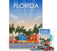 1000 Piece Jigsaws for Adults Florida State Travel Art Premium Edge Art Brain Teaser Gift Casual Play Game Birthday Activity (38x52cm)