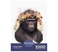 1000 Piece Jigsaws for Adults Flower Gorilla Watercolor Jigsaw for Adults Toy Wall Decor Presents for Women Challenging To Complete 52x38cm/1000pcs
