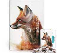 1000 Piece Jigsaws for Adults Fox Double Exposure Nature Staycation: Zeit totschlagen Perfekte Dekoration75x50cm