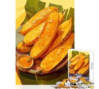 1000 Piece Jigsaws for Adults Fried Bananas with Sauce Illustration Adult Jigsaw Puzzles Difficult Hard Every Piece Is Unique - Beautiful Design Game (38x26cm)