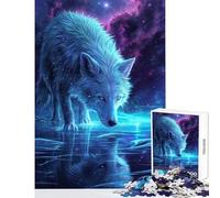 1000 Piece Jigsaws for Adults Galactic White Wolf Toy Wall Decor Art Work Gift for Educational Game Artists' Collection, Fine Arts Size 38x26cm