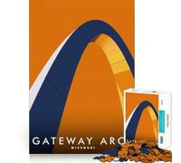 1000 Piece Jigsaws for Adults Gateway Arch Missouri Minimalist Poster Premium Edge Art Brain Teaser Gift Casual Play Game Birthday Activity (50x75cm)