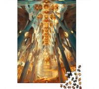 1000 Piece Jigsaws for Adults Gaudi's Sagrada Familia Interior Puzzle for Adults Brain Teaser Game Precision Cutting Challenging To Complete 38x26cm/1000pcs