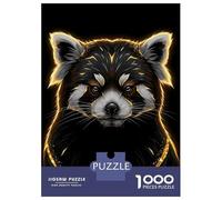 1000 Piece Jigsaws for Adults Glowing Red Panda Portrait on Black Puzzles for Adults Family Games Perfect Decoration Challenging To Complete 38x26cm/1000pcs
