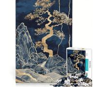 1000 Piece Jigsaws for Adults Gold Blue Mountain Landscape, Hands-on Game, Wall Decoration, Suitable for Desktop Decoration (50x75cm)