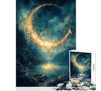 1000 Piece Jigsaws for Adults Golden Crescent Moon Over Lake Kintsugi Fantasy Art Toy Wall Decor Gift For Birthdays Impossible Game Artists' Collection, Fine Arts Size 50x75cm