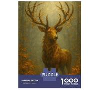 1000 Piece Jigsaws for Adults Golden Deer in Autumn Forest Puzzle for Adults Brain Teaser Game Precision Cutting Challenging To Complete 38x26cm/1000pcs
