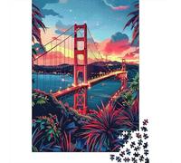 1000 Piece Jigsaws for Adults Golden Gate Bridge Sunset-15 Puzzle for Adults Brain Teaser Game Precision Cutting Challenging To Complete 38x26cm/1000pcs
