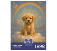 1000 Piece Jigsaws for Adults Golden Retriever Puppy on Cloud with Rainbow Adult Jigsaw Puzzle Fun Games But Fun And Humorous Challenging To Complete 38x26cm/1000pcs
