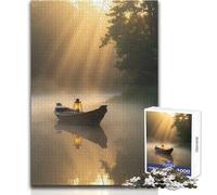 1000 Piece Jigsaws for Adults Golden Sunrise Misty Forest Lake Enjoyful Peaceful Spare Time Exact Precision Fit Play Toy Size 38x26cm