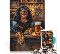 1000 Piece Jigsaws for Adults “Gordon Setter Pint of Beer” Made of wood,for age 14 years and over Vacation at home: killing time Offered as gifts for the whole family。size:50x75cm