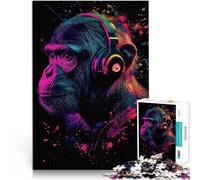 1000 Piece Jigsaws for Adults Gorilla with Headphones Lernspiele Heimdekoration Heimdekoration Spielzeug75x50cm