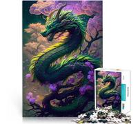 1000 Piece Jigsaws for Adults Green Dragon Flowers Interessante Stressreduzierung Heimdekoration Spielzeug38x26cm
