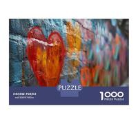 1000 Piece Jigsaws for Adults Heart Graffiti on Wall Jigsaw for Adults Relaxing Games But Fun And Humorous Great Gift for Gaming 70x50cm/1000pcs
