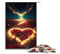 1000 Piece Jigsaws for Adults Heart on The Beach Puzzle Challenging Game A Work of Art Suitable for And Teenager 14 And Up 75x50cm