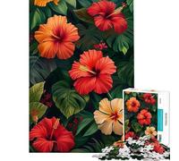 1000 Piece Jigsaws for Adults Hibiscus Harmony Fun at Home Activities, Staycation Kill Time Brain Teaser Game Suitable for People Aged 14 And Above (38x52cm)
