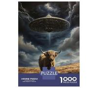 1000 Piece Jigsaws for Adults Highland Cow UFO Abduction Jigsaw for Adults Relax Games Analysis And Logic Gifts for Friends And Family 38x26cm/1000pcs