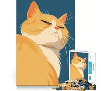 1000 Piece Jigsaws for Adults Highly Judgmental Orange Cat Illustration Funny Cute Premium Edge Art Brain Teaser Gift Casual Play Game Birthday Activity (38x26cm)