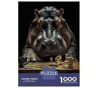 1000 Piece Jigsaws for Adults Hippopotamus Chess Jigsaw for Adults Toy Wall Decor Presents for Women Challenging To Complete 52x38cm/1000pcs