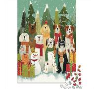 1000 Piece Jigsaws for Adults Holiday Dogs Christmas Card Puzzles for Adults Relax Games Difficult Challenge Birthday Present, Gifts, 38x26cm/1000pcs