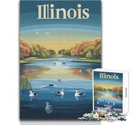 1000 Piece Jigsaws for Adults Illinois Landscape Poster Enjoyful Peaceful Spare Time Exact Precision Fit Play Toy Size 38x52cm