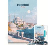 1000 Piece Jigsaws for Adults Istanbul Turkey Travel Poster Fine Cut Art Thinking Skill Game Quiet Time Game Xmas Art Display (38x26cm)