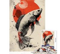 1000 Piece Jigsaws for Adults Japan Koi Fish Poster Toy Wall Decor Art Work Gift for Educational Game Artists' Collection, Fine Arts Size 38x52cm