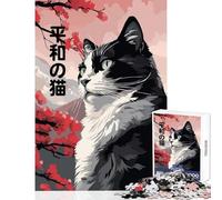 1000 Piece Jigsaws for Adults Japanese Cat Kimono Zen Adult Jigsaw Puzzles Difficult Hard Every Piece Is Unique - Beautiful Design Game (38x26cm)