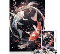 1000 Piece Jigsaws for Adults Japanese Koi Ying Yang Toy Wall Decor Gift For Birthdays Impossible Game Artists' Collection, Fine Arts Size 38x26cm