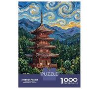 1000 Piece Jigsaws for Adults Japanese Pagoda in Van Gogh Style Jigsaw for Adults Toy Wall Decor Presents for Women Challenging To Complete 38x26cm/1000pcs
