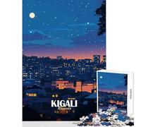 1000 Piece Jigsaws for Adults Kigali Rwanda Cityscape at Night Adult Jigsaw Puzzles Difficult Hard Every Piece Is Unique - Beautiful Design Game (38x52cm)