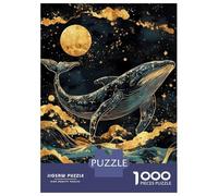 1000 Piece Jigsaws for Adults Kintsugi Whale Under Moon Puzzle for Adults Brain Teaser Game Precision Cutting Challenging To Complete 38x26cm/1000pcs