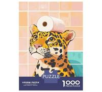 1000 Piece Jigsaws for Adults Leopard with Toilet Paper on Head Jigsaw for Adults Relax Games Analysis And Logic Gifts for Friends And Family 70x50cm/1000pcs