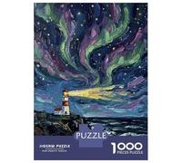 1000 Piece Jigsaws for Adults Lighthouse Under The Northern Lights Jigsaw for Adults Toy Wall Decor Presents for Women Challenging To Complete 70x50cm/1000pcs