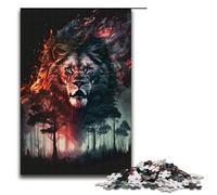 1000 Piece Jigsaws for Adults Lion with Forest Burning Jigsaw Puzzle - Challenging Game A Work of Art Suitable for And Teenager 14 And Up 1000 PCS(38x26cm)