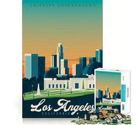 1000 Piece Jigsaws for Adults Los Angeles Travel Poster Premium Edge Art Brain Teaser Gift Casual Play Game Birthday Activity (50x75cm)