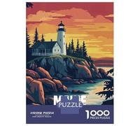 1000 Piece Jigsaws for Adults Maine Lighthouse Sunset Puzzle for Adults Brain Teaser Game Precision Cutting Challenging To Complete 70x50cm/1000pcs