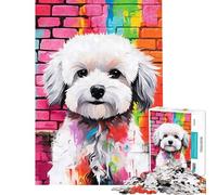 1000 Piece Jigsaws for Adults Maltese Dog Graffiti Challenging To Complete Staycation Kill Time Practical Game for Ages 14 And over (50x75cm)