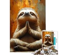 1000 Piece Jigsaws for Adults Meditating Sloth Art Jigsaw 1000 Pieces Home Decoration Toys Learning Educational for Is Ideal As A Gifts (38x52cm)