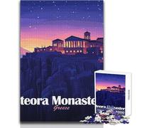 1000 Piece Jigsaws for Adults Meteora Monasteries, Greece, Night Landscape Family Fun & Game Night But Fun And Humorous Art Work Gift Size 38x26cm
