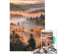 1000 Piece Jigsaws for Adults Misty Forest Sunrise for Birthday, Chrismas Difficult Challenge Educational Games for And from 14 Years And over (38x52cm)