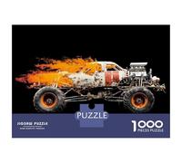 1000 Piece Jigsaws for Adults Monster Truck Fire Art Print Puzzles for Adults Relax Games Difficult Challenge Birthday Present, Gifts, 52x38cm/1000pcs
