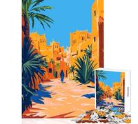 1000 Piece Jigsaws for Adults Morocco Desert Town Minimalist Art Adult Jigsaw Puzzles Difficult Hard Every Piece Is Unique - Beautiful Design Game (38x52cm)