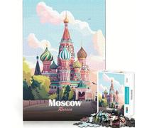 1000 Piece Jigsaws for Adults Moscow, Russia St. Basil's Cathedral Illustration Fine Cut Art Thinking Skill Game Quiet Time Game Xmas Art Display (38x52cm)